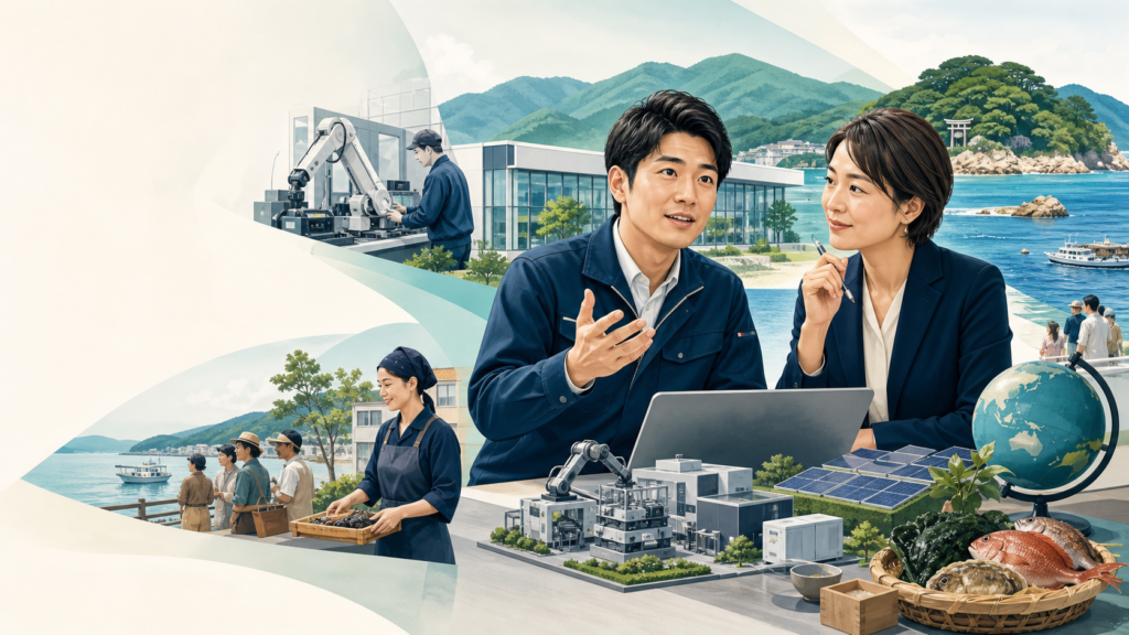 三重県の中小企業が創業・研究開発・海外展開・省エネ支援を相談するイメージ